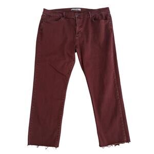 Joe's women's red burgundy straight mid rise ankle raw hem jeans size 40